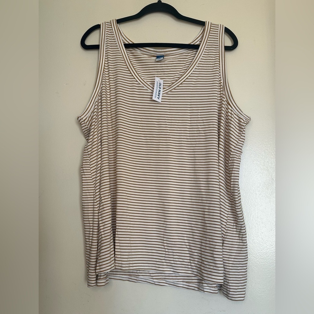 OLD NAVY LUXE SWING TANK TOP JERSEY KNIT V-NECK STRIPED SZ XXL WOMENS CASUAL